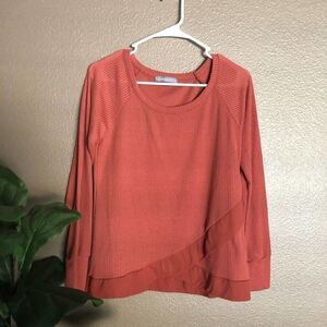 Loveapella Orange Waffle Knit Long Sleeve